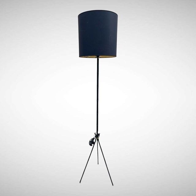Metal Stitched Leather Floor Lamp from Jacques Adnet, 1950s For Sale - Image 7 of 11