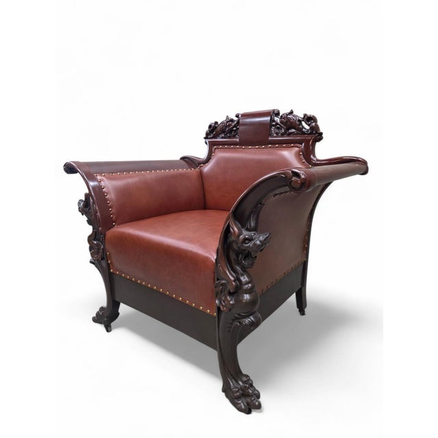 Early 19th Century Antique American Renaissance Revival Carved Walnut Parlor Suite Newly Upholstered – Set of 3 For Sale - Image 5 of 7