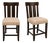 Counter Height Stools, Set of 2, Upholstered With Nailhead Trim, Dark Wood For Sale