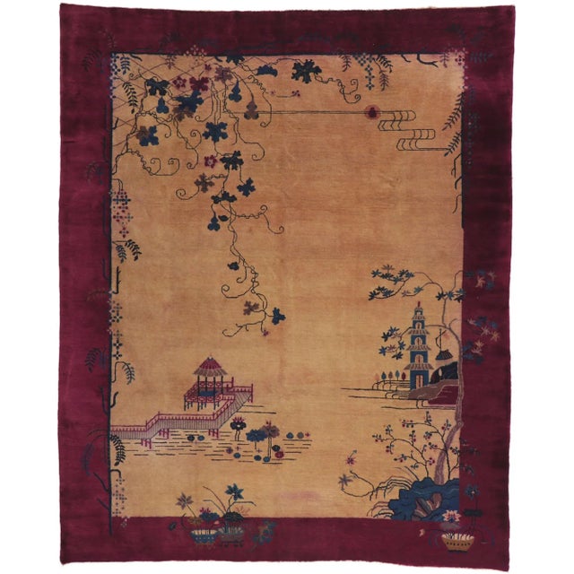 Early 20th Century Antique Chinese Art Deco Rug, 09'01 X 11'02 For Sale - Image 9 of 9