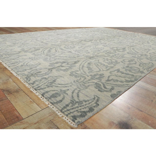 Textile 2010s Vintage Earth-Tone Damask Ikat Rug, 9'9 X 14'00 For Sale - Image 7 of 10