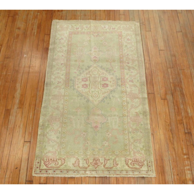 Textile Feminine Antique Turkish Oushak Rug, 3'4'' X 6' For Sale - Image 7 of 10