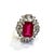 Red Bochic "Orient" Emerald Cut Ruby & White Topaz Ring Set In 18K Gold & Silver For Sale - Image 8 of 18