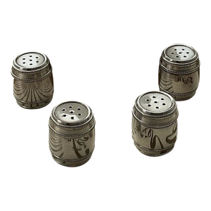 1970s Individual Salt Shakers, Barrel Shape. - Set of 4