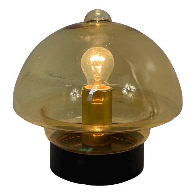 Space Age Drop Shaped Ceiling Lamp in Yellow Glass and Black Mount For Sale