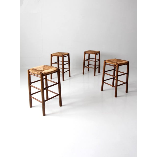 Mid-Century Rush Seat Stools Set of 4 For Sale - Image 15 of 18