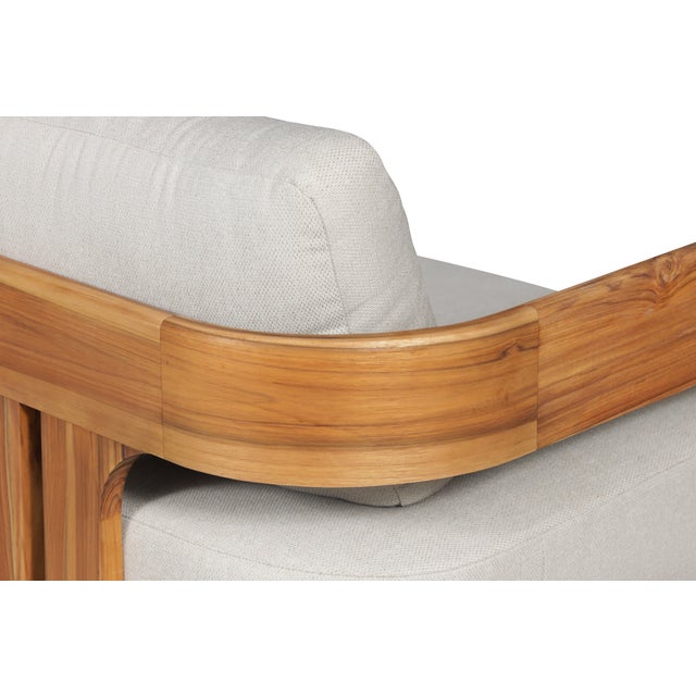 Gray Paradiso Outdoor Solid Teak Wood Chair - Grey Fabric For Sale - Image 8 of 9