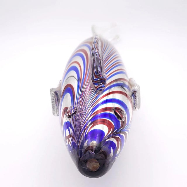 Vintage Murano Large Glass Mirrored Fish, Italy For Sale - Image 4 of 6
