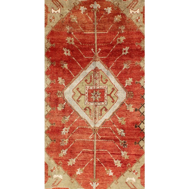 Antique Turkish Oushak Tribal Rug With Medallion and Geometric Florals 5'1"x9'0" For Sale - Image 4 of 8