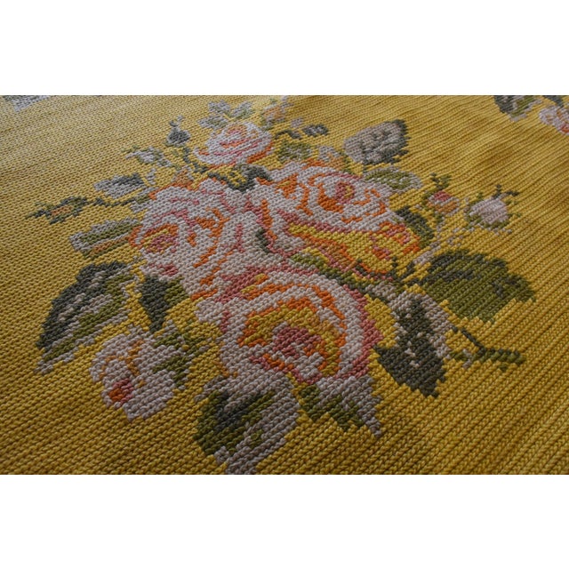 20th Century Yellow Arraiolos Rug with Pink and Green Flowers, Portugal, 1900s For Sale - Image 14 of 18