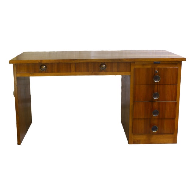 Small Art Deco Cubist Desk in Walnut Veneer, Belgium, 1930 For Sale
