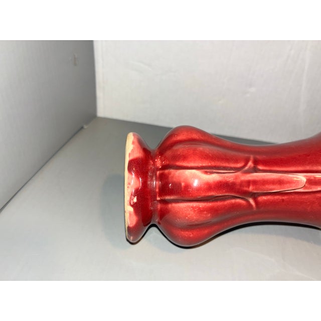 1940’s Rare Vintage McCoy Petal Leaf Flared Vase - Mauve Burgundy Gloss Glaze For Sale - Image 9 of 12