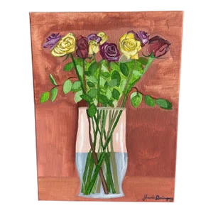 Contemporary Original Roses Still Life Oil Painting #4