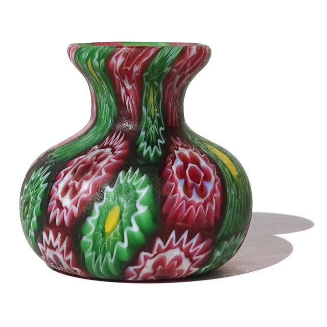Antique Fratelli Toso Murano Miniature Flower Mosaic Murrines Italian Art Glass Vase and Dish - Set of 2 For Sale In Orlando - Image 6 of 10