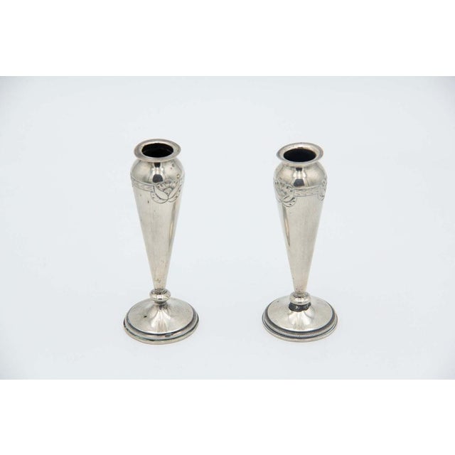 Silver Vases with Floral Reliefs, Set of 2 For Sale - Image 4 of 4