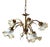 Florentine Style Gilt Metal Chandelier with Amber-Tinted Glass Shades, 1960s For Sale