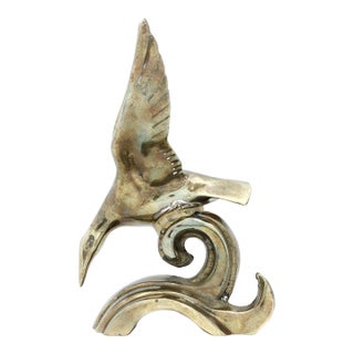 Vintage Brass Seagull on a Wave For Sale