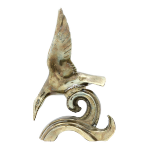 Vintage Brass Seagull on a Wave