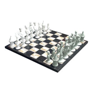 Fürstenberg Porcelain Chess Set on Marble Board, c.1947. For Sale