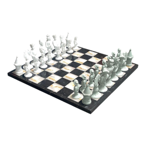 Fürstenberg Porcelain Chess Set on Marble Board, c.1947.