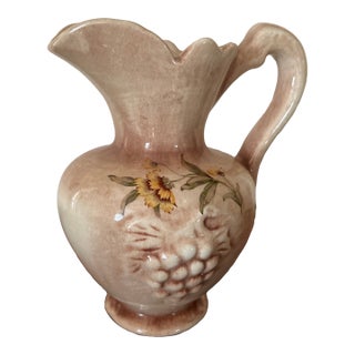 Grape Embossed Vintage Pitcher, Vase For Sale