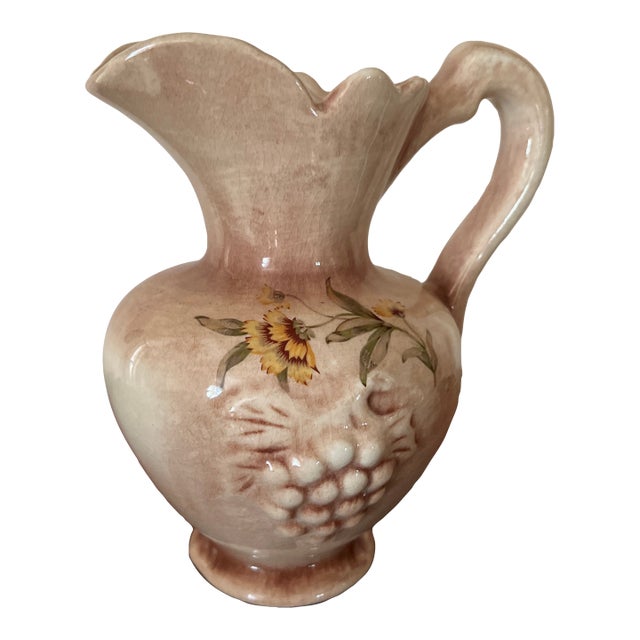 Grape Embossed Vintage Pitcher, Vase For Sale