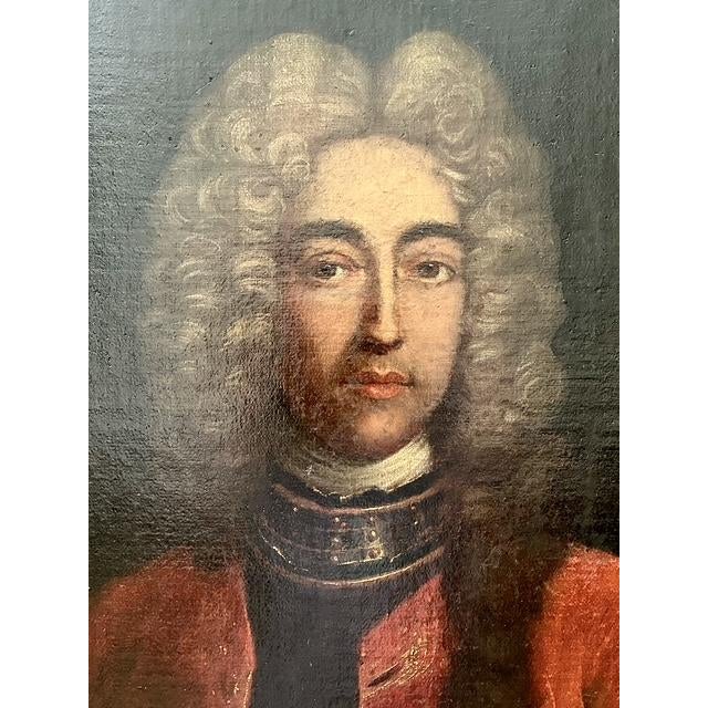 Black Vintage 1716 Original Oil Portrait of Gentleman For Sale - Image 8 of 13