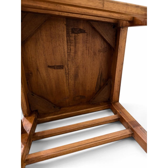 Wood Pair of Vintage Dutch Colonial Hand-Carved Teak Crown Motif Dining Chairs For Sale - Image 7 of 7