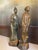 Pair of Vintage/Antique Ceramic Asian Scholar Figures on Pedestal Bases Set of 2 For Sale - Image 13 of 18