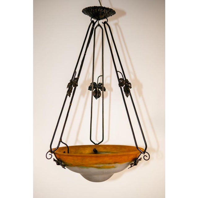 Art Deco Wrought Iron Ceiling Light from Muller Freres Luneville, France, 1930s For Sale - Image 11 of 11