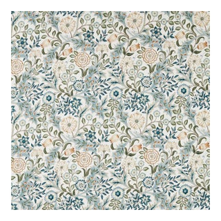Morris & Co. Wilhelmina WW Fabric in Soft Blue/Peach For Sale