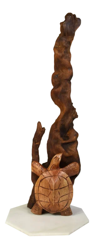 Vintage Organic Drift Wood With Turtle on Base