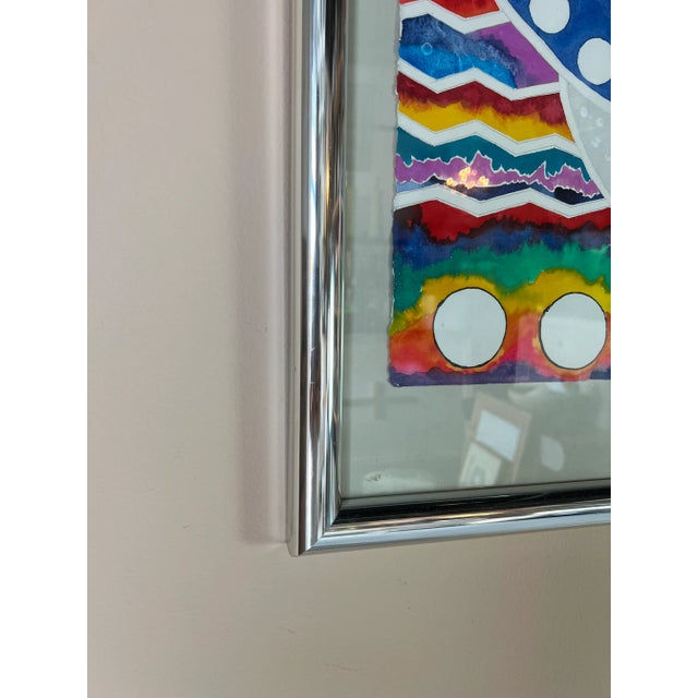 Chrome 80's D. Burton " Dazzled at Coyote Pass " Native American Watercolor Painting, Framed For Sale - Image 8 of 11