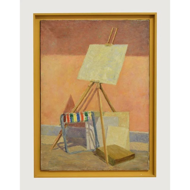 The Easel is an original mixed color artwork realized by Paul Nicholls in 1967. Colored oil painting on canvas. Hand-...
