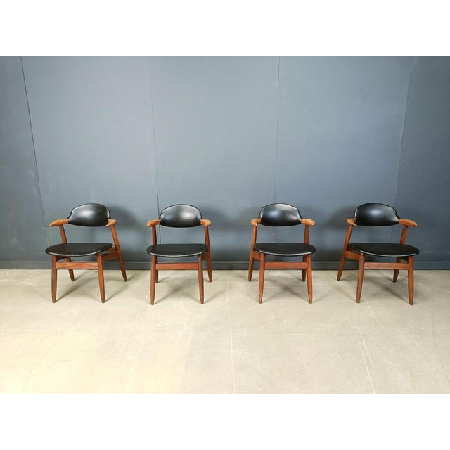 Vintage Cowhorn Dining Chairs by Tijsseling Meubelfabriek for Hulmefa, 1960s, Set of 4 For Sale - Image 12 of 13