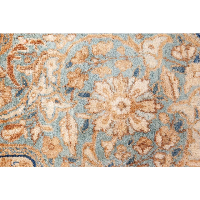 Persian Authentic Persian Kirman Yellow, Green, Blue Handmade Wool Rug For Sale - Image 3 of 10