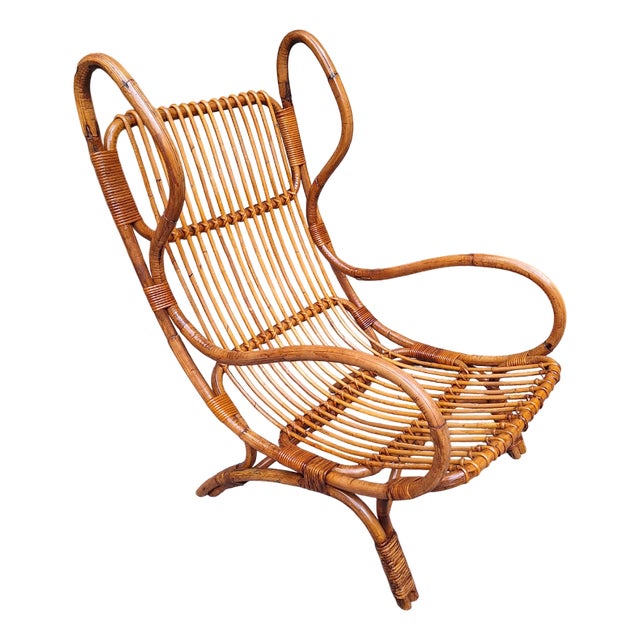 Continuum Chair in Rattan and Manao by Gio Ponti for Bonacina, 1960s For Sale