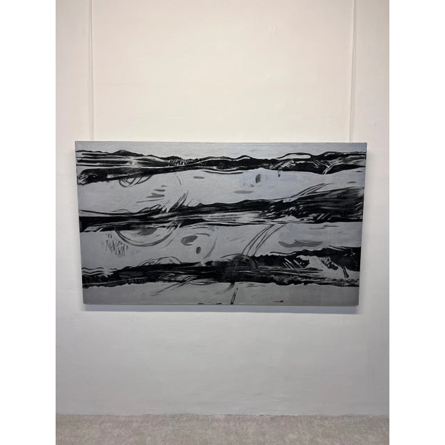 Carbon paint on canvas contemporary artwork titled "Todo Yo Soy Yo Todo" by Mexican painter Miguel Ángel Cordera. The...