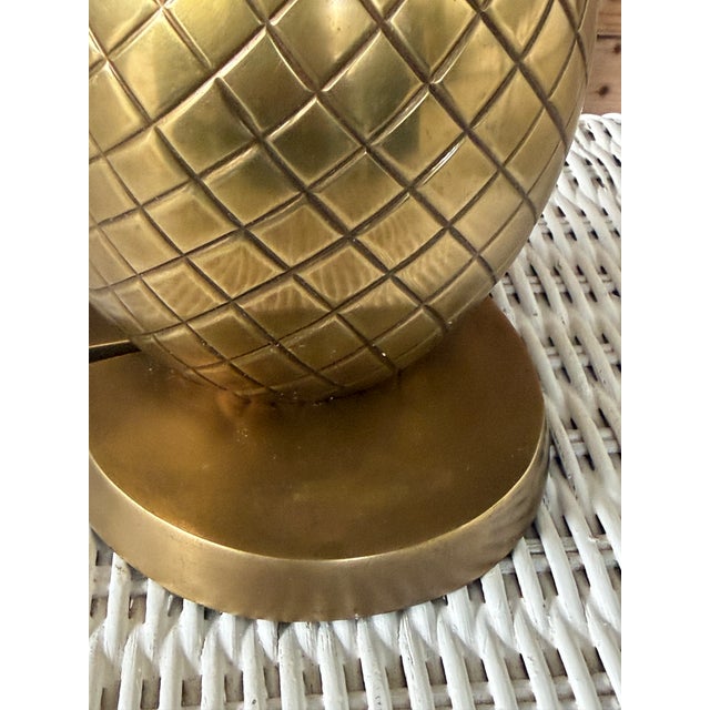 Vintage Coastal Regency Solid Brass Pineapple Bookends – Pair For Sale - Image 4 of 12