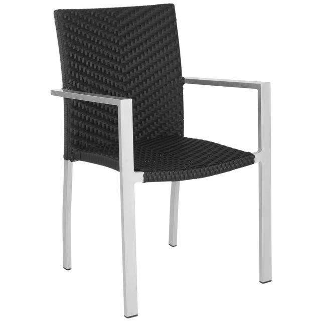 Modern Indoor-Outdoor Stacking Armchair in Black - a Pair For Sale - Image 3 of 8