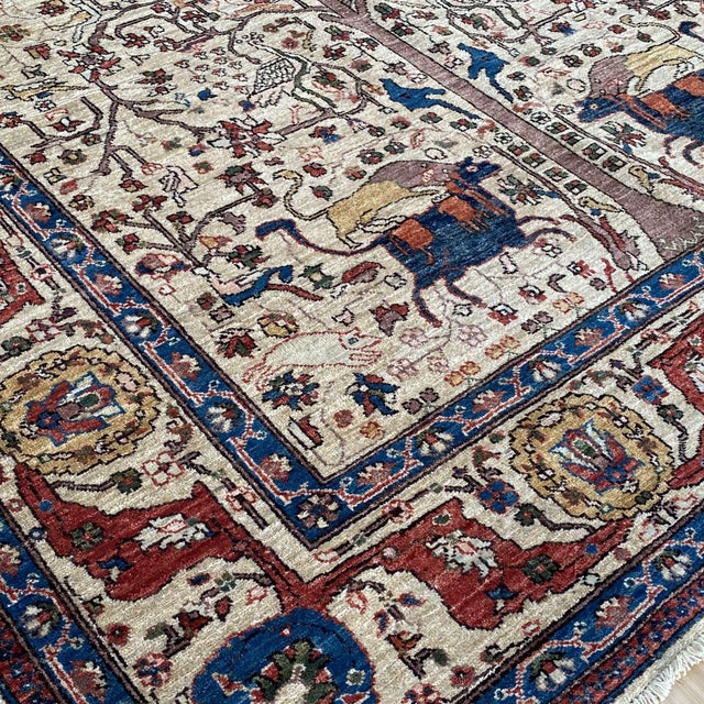 Fine Ivory Persian Isfahan Tree of Life Hand-Knotted Wool Rug - 5'7" X 7'8" For Sale - Image 11 of 13
