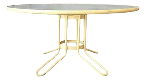 Modern Round "Kailua" Glass & Tubular Steel Patio Table by Brown Jordan, Attributed