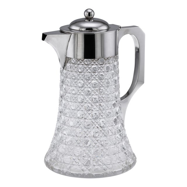 Antique Victorian Silver and Cut Glass Claret Jug, 1896 For Sale