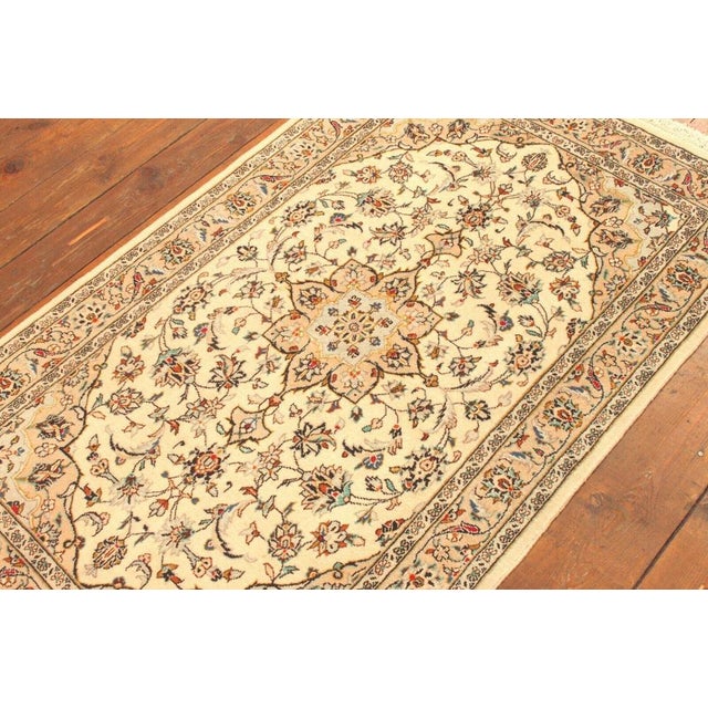Beige Middle Eastern Hand-Knotted Wool Rug with Floral Pattern For Sale - Image 8 of 11