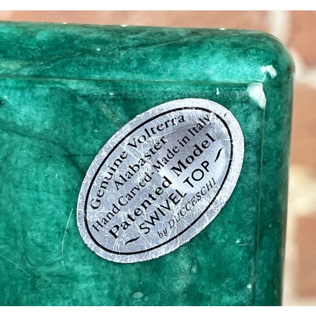 Green Vintage Italian Green Alabaster Swivel Top Lidded Vanity / Trinket Box For Sale - Image 8 of 8