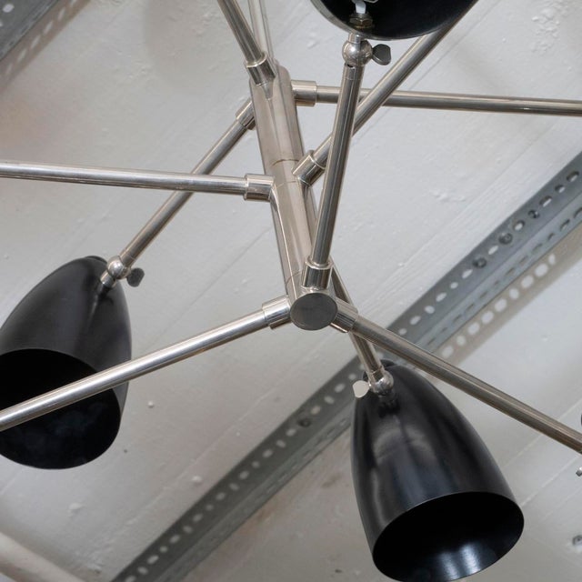 1980s Sputnik style chandelier with bullet shades For Sale - Image 5 of 8