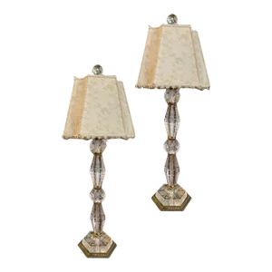 Pair of Matching 1940s Rock Crystal Table Lamps
