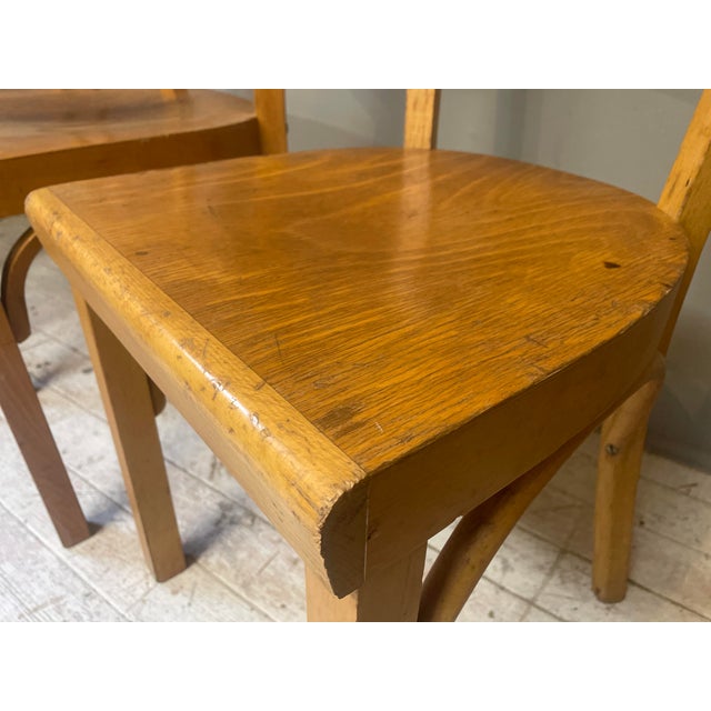 Industrial Vintage Bauhaus Chairs in Beech, 1950s, Set of 4 For Sale - Image 3 of 18