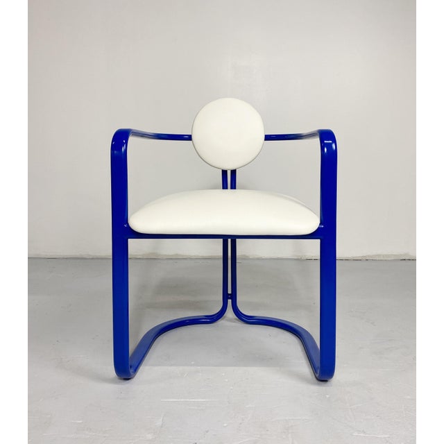 1980s Memphis Style Royal Blue Italian Tubular Dining Chairs Set Of 4 Chairish