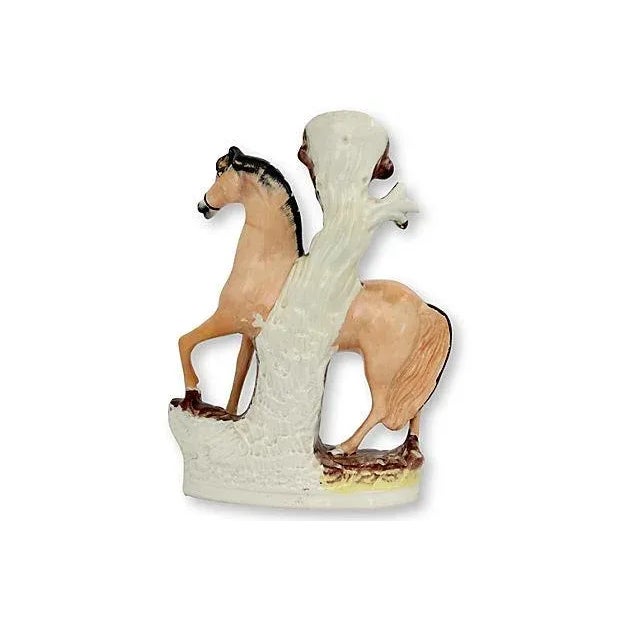 Late 19th Century Antique English Staffordshire Horse Spill Vase For Sale - Image 5 of 7